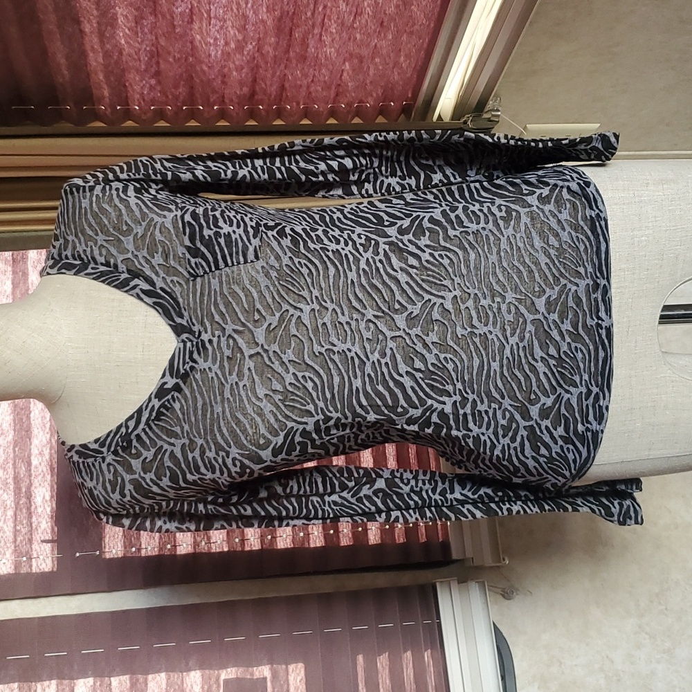 Sheer long sleeve zebra top
